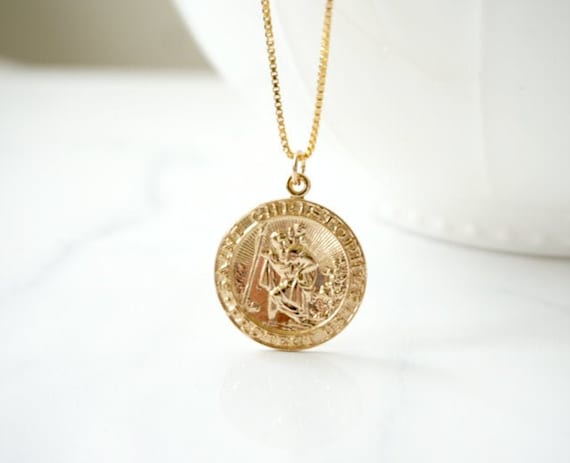 Personalised 18ct Gold Plated St Christopher Necklace | Hurleyburley