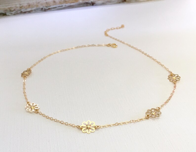 Sterling Silver Flower Choker Boho Choker Bohemian Choker Flower Choker Necklace Gold Filled Flower Choker