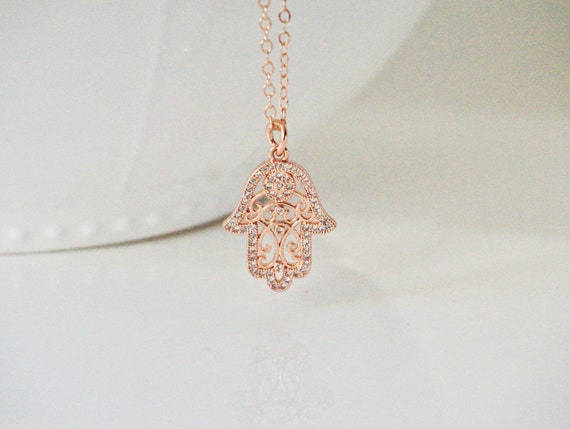 Hand of fatima necklace rose gold discount