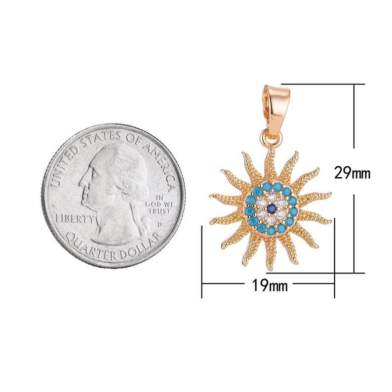 Gold Sun Pendant Necklace Sun Charm Necklace Gold Evil Eye Necklace CZ Sun Charm Sol Necklace Turquoise Necklace You are my sunshine