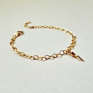 Lucky Italian Horn Bracelet, luck, protection, cornicello, hornlet charm, Gold Filled Italian Horn, Sterling Silver Italian Horn Bracelet