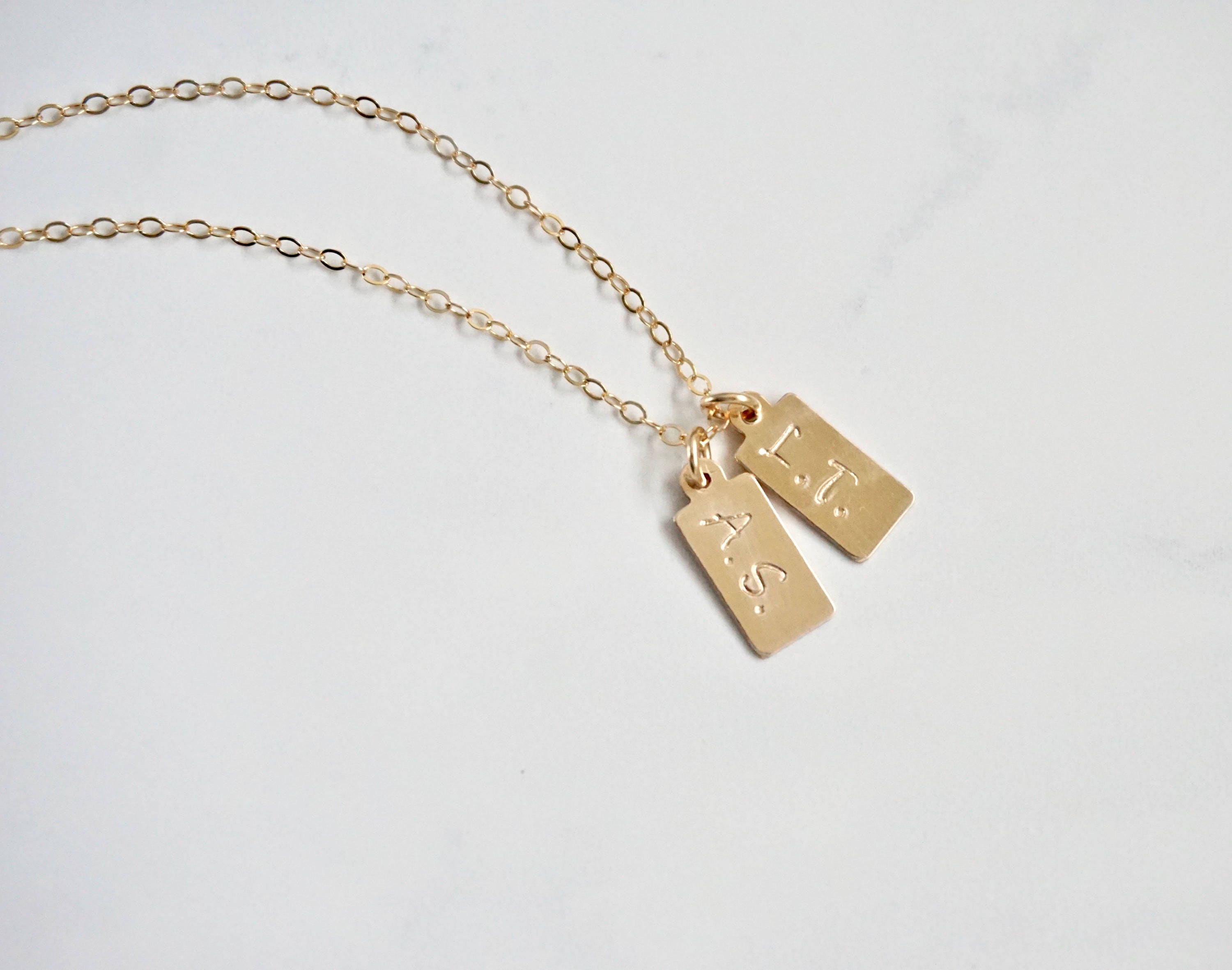 Initial Necklace Personalized Tag Necklace Gold Tag Etsy