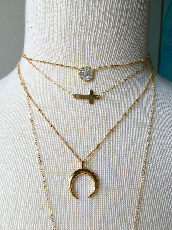 Side cross shop choker necklace