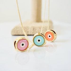 Evil Eye Necklace, Blue Evil Eye, Protection, On Trend, Summer Jewelry, Ball Beaded Chain, Layering, Everyday jewelry, Gold Filled, On Trend