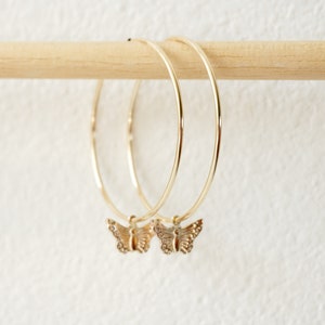 thumbnail image 2 of SLUYNZ Sterling Silver Butterfly Hoop Earrings - Small CZ Huggie Earrings For Women & Teens 2 of 11