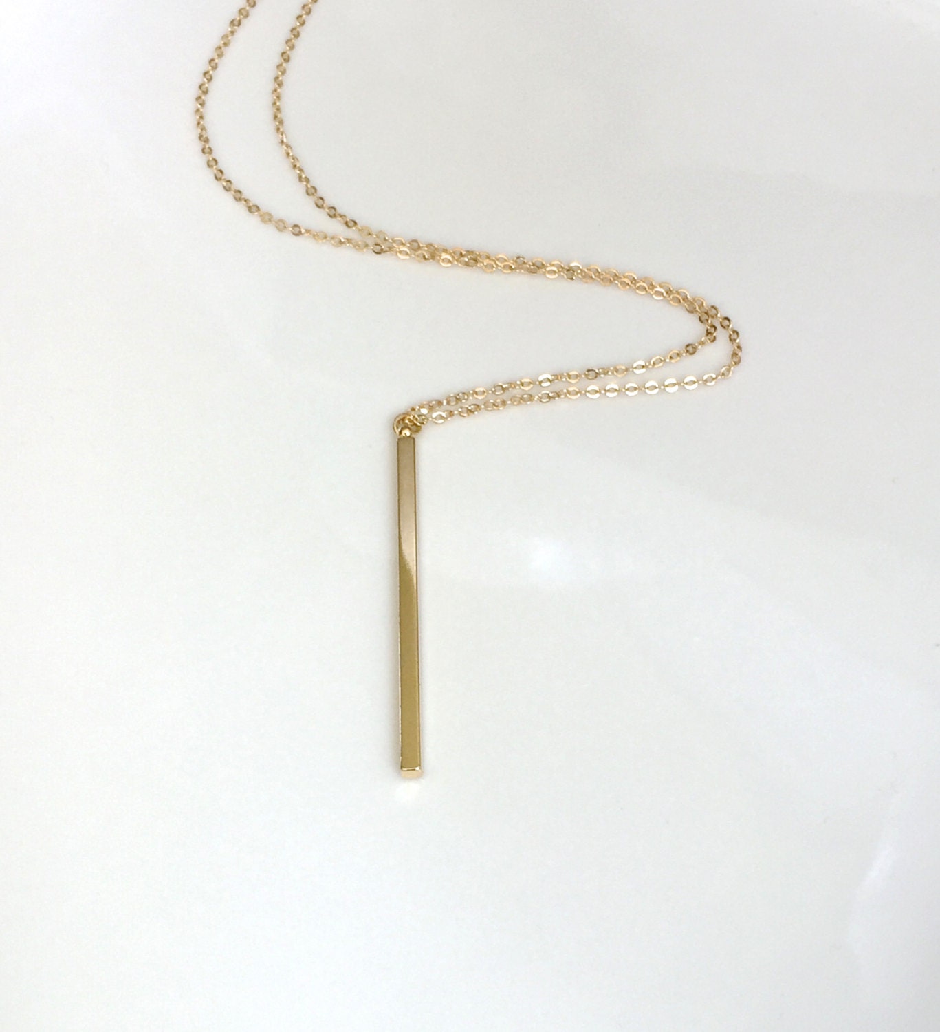 Long Gold Bar Necklace Extra Long 