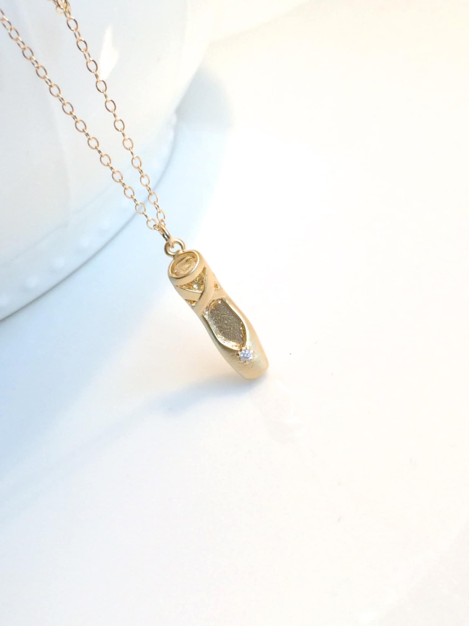 ballet shoe necklace, gold toe shoe necklace, ballerina necklace, gold ballet slipper necklace, silver ballet slipper, little gi