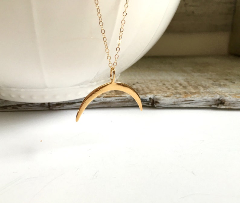 Gold Double Horn Pendant Necklace Gold Crescent Moon Pendant - Etsy