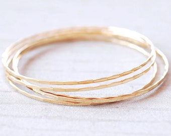 Gold Filled Hammered Bangle Bracelet with Evil Eye, Thin, Gold Filled Bangle Bracelet, 14k Gold Filled Cuff, Evil Eye Braclet, Gift for Mom