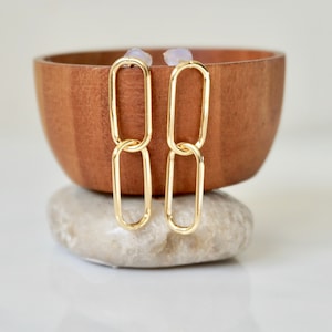 Gold Link Earrings, Silver Link Earrings, On Trend Earrings, Chain Earrings, Post Earrings, Gift for Her, Chain Earring, Paperclip Earrings