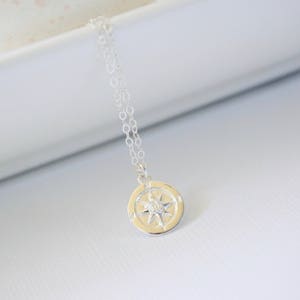 Sterling Silver Compass Necklace, Compass Necklace, Rose Gold Compass Necklace, Gold Compass Necklace, , Enjoy the journey, Graduation Gift