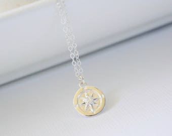 Sterling Silver Compass Necklace, Compass Necklace, Rose Gold Compass Necklace, Gold Compass Necklace, , Enjoy the journey, Graduation Gift