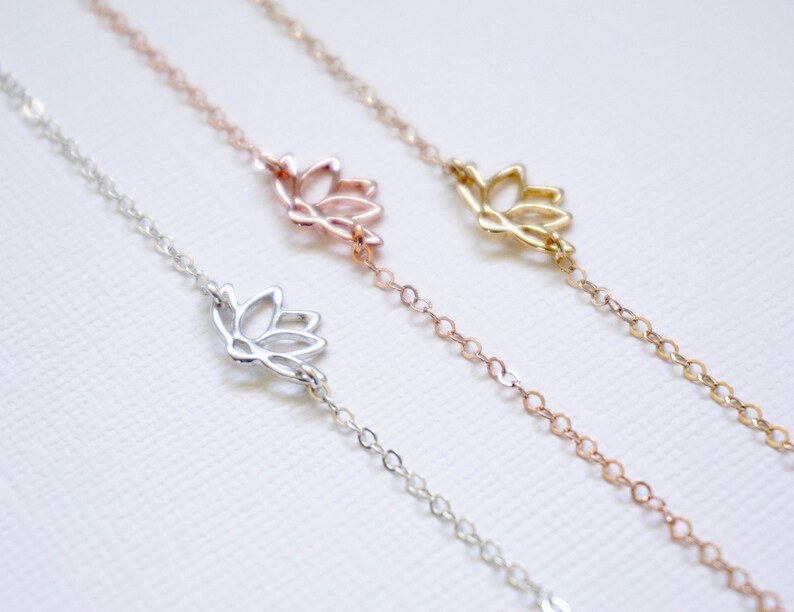 Pink Lotus Flower Bracelet Gold Lotus Flower Bracelet Etsy