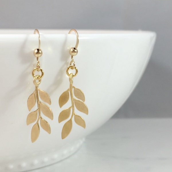 Small Gold Leaf Earrings Etsy