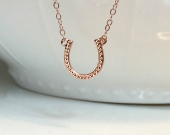 Rose Gold Horseshoe Necklace, Sterling Silver Horseshoe Necklace, Gold Horseshoe Necklace, Lucky Horseshoe Necklace, Good Luck, Gift for her