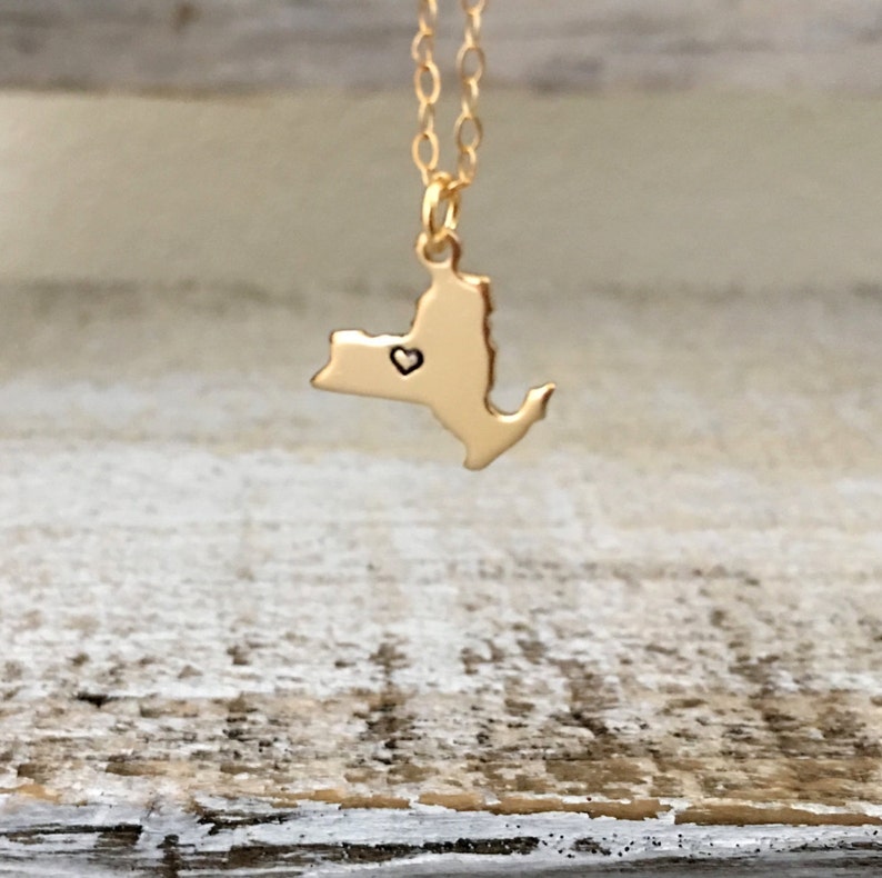 Small Gold State Necklace, Two State Gold with Heart Stamp, Silver State Necklace, Arizona Necklace, California, Texas, Ohio, Utah, Oregon image 3