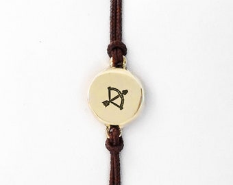 Geometric Sagittarius Zodiac Charm Friendship Bracelet - Dainty Half-Inch Astrology Symbol