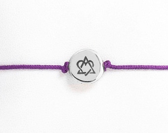 Adjustable Cord Adoption Symbol Friendship Bracelet – Customizable in Brass, Aluminum, or Sterling Silver