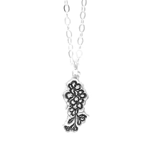 Hawthorn Birth Flower Charm Necklace - Handmade Sterling Silver, May Birthstone Floral Jewelry, Personalized Gift