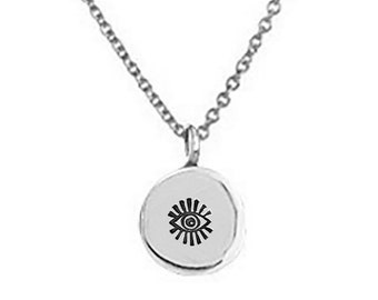 Evil Eye Charm Necklace - Protective Spiritual Amulet in Sterling Silver, Minimalist Jewelry