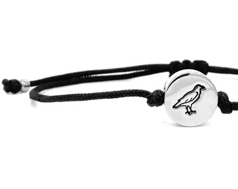 Crow Charm Bracelet in Sterling Silver, Brass, or Aluminum