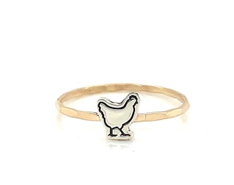 Chicken Ring, Hen Ring, Rooster Ring, Everyday Ring, Tiny Ring, Bird Ring, Midi Ring, Cute Animal Ring, Detailed Animal Ring, Simple Ring
