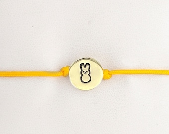 READY TO SHIP - Marshmallow Bunny Adjustable Corded Bracelet - Cute Easter Jewelry, Perfect Spring Accessory