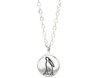 Ready To Ship - Handcrafted Silver Rabbit Charm Pendant Necklace Gift for Animal Lovers