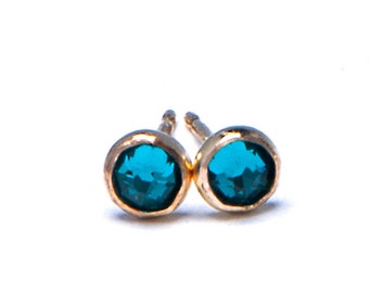 Blue Zircon Crystal Stud Earrings