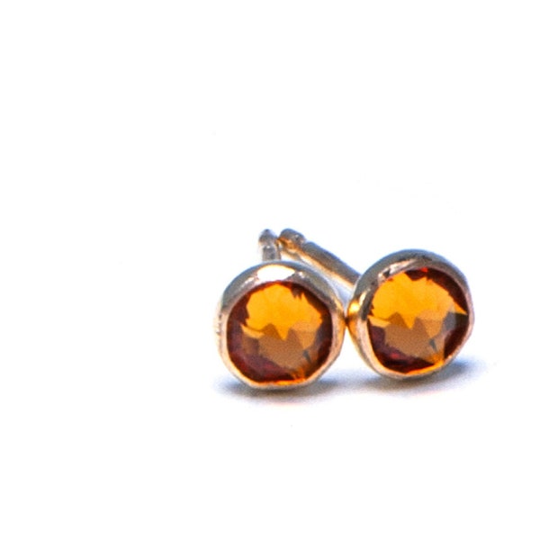 Crystal Topaz Stud Earrings in Luxe Gold-Filled or Timeless Sterling Silver, November Crystal Birthstone Earrings