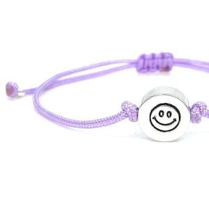 Smiley Face Charm Bracelet, Adjustable Cord Happy Emoji Jewelry, Positive Vibes Bracelet, Cheerful Gift for Her, Friendship Bracelet