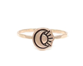 Sun and Moon Celestial Charm Stacking Ring