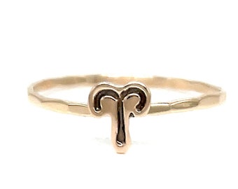 Ready to Ship - Aries Symbol Zodiac Charm Stacking Ring - SIZE 7