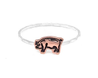 Pig Charm Cut Out Stacking Ring