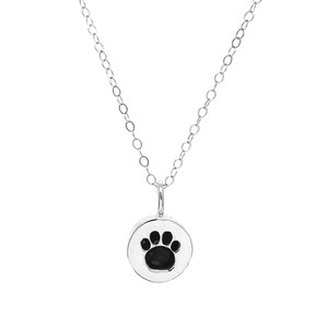 Paw Print Charm Necklace for Dog Lovers – Reversible Brass or Sterling Silver with Custom Crystal Charms