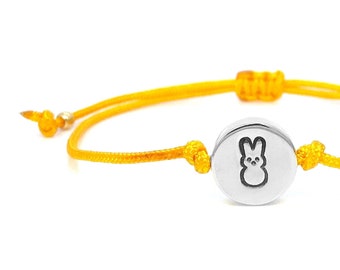 Marshmallow Bunny Adjustable Corded Bracelet - Cute Easter Jewelry, Perfect Spring Accessory