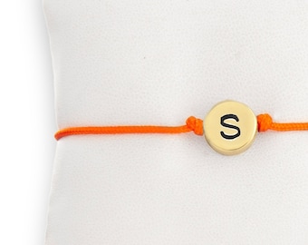 Bracelet cordon réglable personnalisable avec breloques initiales Bijoux  d'amitié lettres personnalisés, cadeau artisanal, laiton