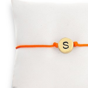 Personalizable Initial Charm Adjustable Cord Bracelet - Custom Letter Friendship Jewelry, Handcrafted Gift, Brass