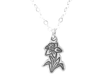 Narzisse, Narzisse Halskette, Geburtsblumen-Halskette, März Geburtstag, Geburtstagsgeschenk, Geburts-Blume, Halskette, Geburts-Blumen-Schmuck