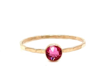 Handmade Pink Tourmaline Crystal Birthstone Solitaire Ring - Elegant October Birthstone Jewelry, Handcrafted Crystal Ring