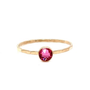 Handmade Pink Tourmaline Crystal Birthstone Solitaire Ring - Elegant October Birthstone Jewelry, Handcrafted Crystal Ring