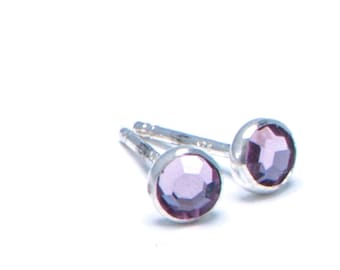 Crystal Alexandrite Stud Earrings in Luxe Gold-Filled or Timeless Sterling Silver, June Crystal Birthstone Earrings