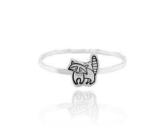 Raccoon Charm Cut out Ring