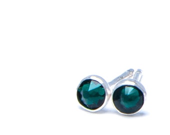 Crystal Emerald Stud Earrings in Luxe Gold-Filled or Timeless Sterling Silver, May Crystal Birthstone Earrings