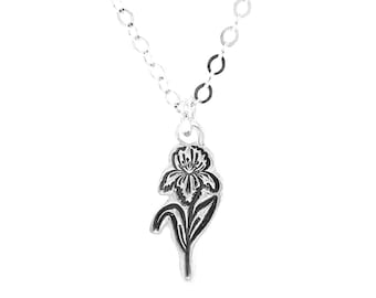 Sterling Silver Violet Birth Flower Charm Necklace