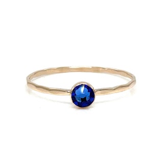 Sapphire Crystal Solitaire, September Birthstone Stacking Ring