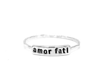 Amor Fati Text Stacking Ring