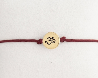 Ohm, OM, yoga, minimalist, Bracelet, Jewelry, OM Bracelet, OM charm, yoga jewelry, yoga gift, Kabbalah, Red String Bracelet