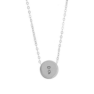 Puntkomma sieraden, halve dubbele punt ketting, geestelijke gezondheid, puntkomma, halve dubbele punt, halve dubbele punt sieraden, puntkomma charme, zilveren ketting