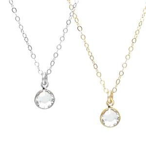 Diamond Crystal Birthstone Necklace - April Birthstone Elegant Pendant, Sparkling Personalized Jewelry Gift